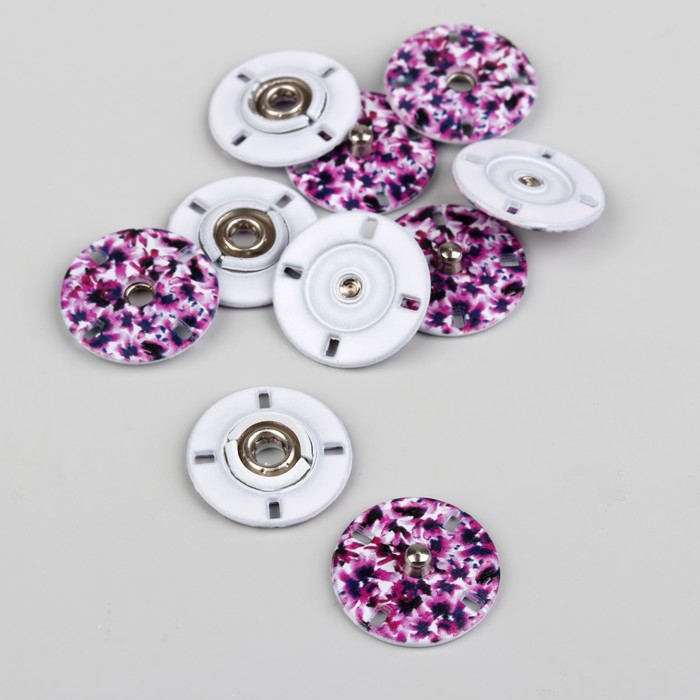 Кнопки пришивные декоративные «Цветы», d = 17 мм, 5 шт, цвет розовый 