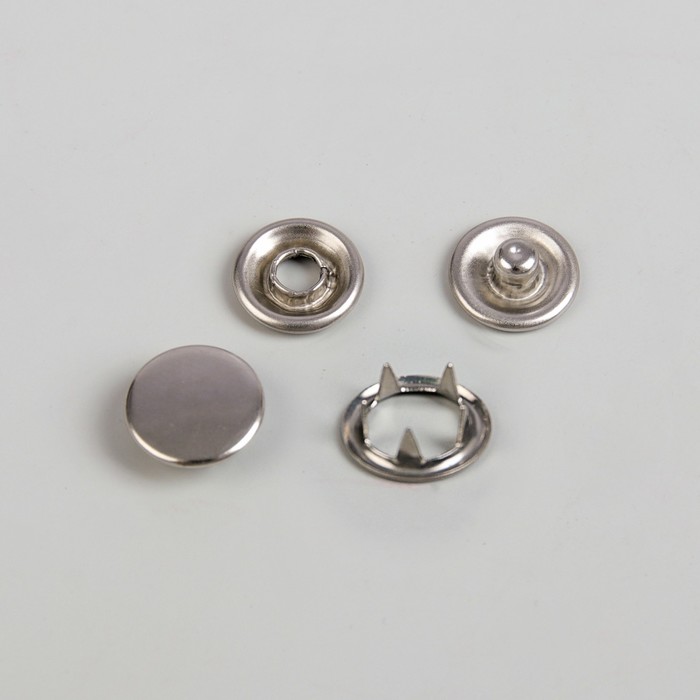 Кнопки рубашечные, закрытые, d = 9,5 мм, 1000 шт, цвет серебряный 
