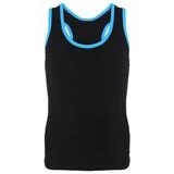 Майка-борцовка с окантовкой, размер 32, цвет чёрный-бирюза 