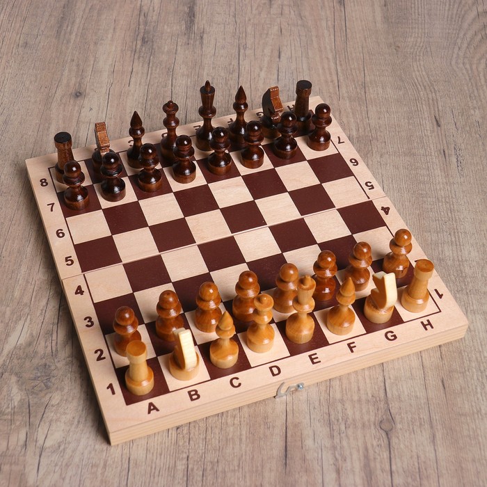 Шахматы "Школьник" (доска дерево 29х29 см,фигуры дерево,король h=7.2 см,пешка h=4.5 см) микс 