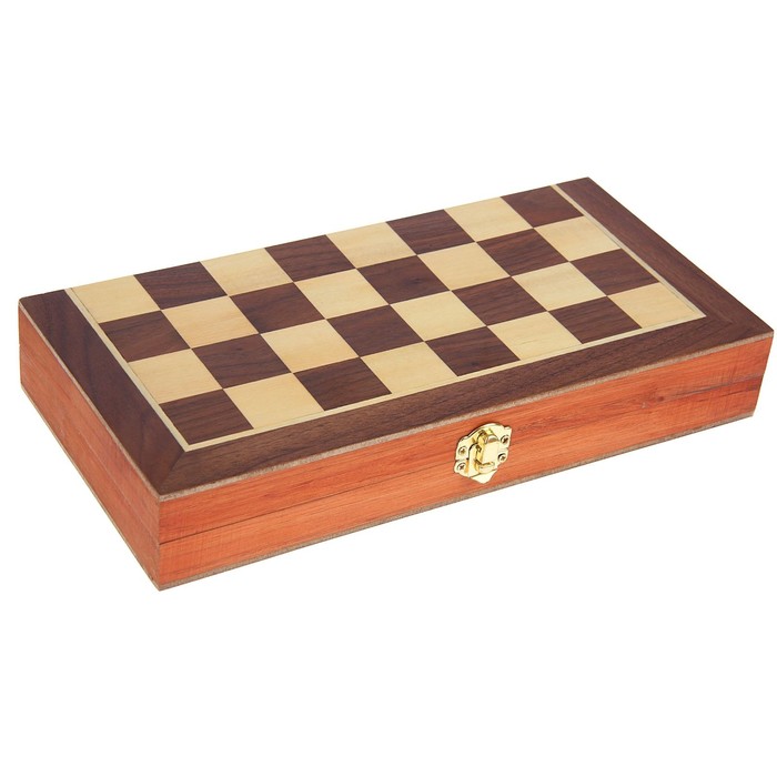 Шахматы деревянные, доска из сборных элементов, 30 × 30 см, фигуры в подложке микс 