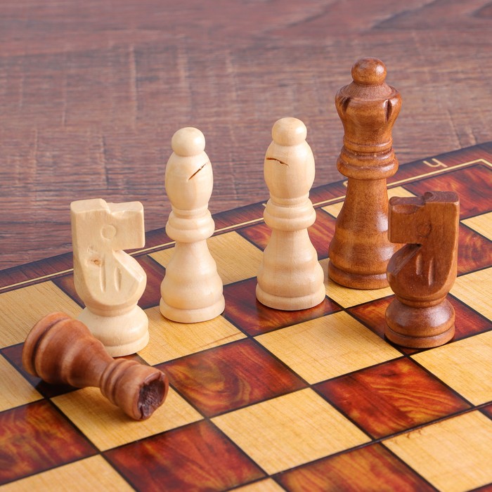Шахматы "Классические" (доска дерево 28,5х28,5 см, фигуры дерево, король h=8 см), микс 