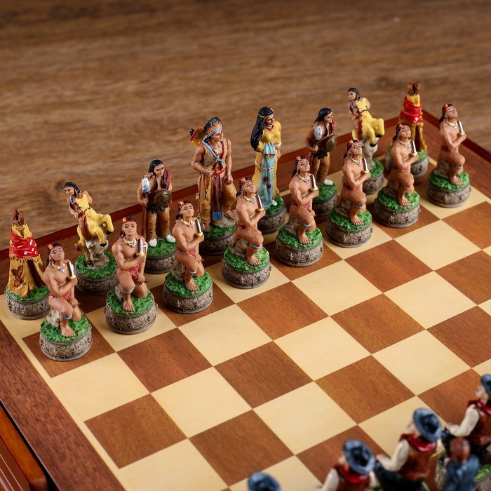 Шахматы сувенирные "Дикий Запад" (доска 36х36х6 см, h=8 см, h=6 см) 