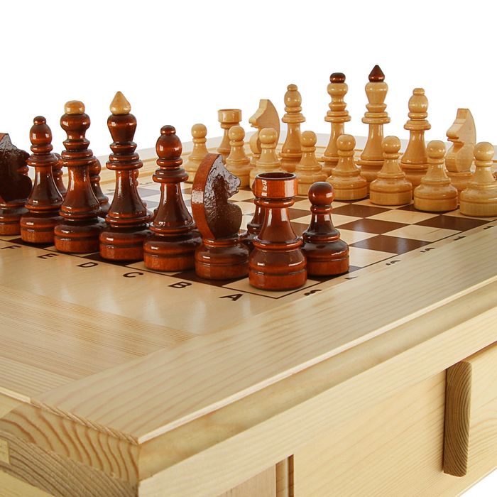 Шахматный стол с ящиком (80х69х76 см, игровое поле 36х36 см, король h=11.5 см) 