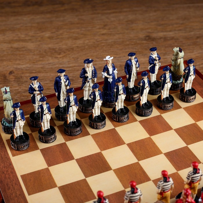 Шахматы сувенирные "Пиратская схватка" (доска 36х36х6 см, h=8 см, h=6 см) 