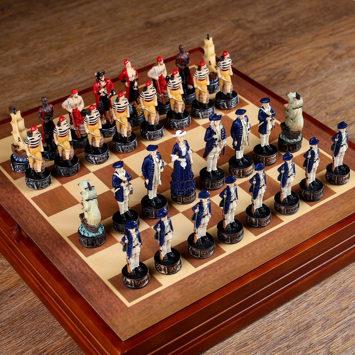 Шахматы сувенирные "Пиратская схватка" (доска 36х36х6 см, h=8 см, h=6 см) 