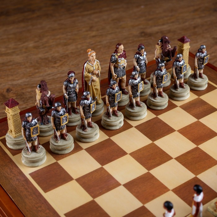Шахматы сувенирные "Битва за Египет" (доска 36х36х6 см,  h=8 см, h=6 см) 