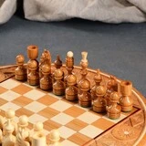 Шахматы "Полукруглые" d=35 см, массив ореха  - фото 2