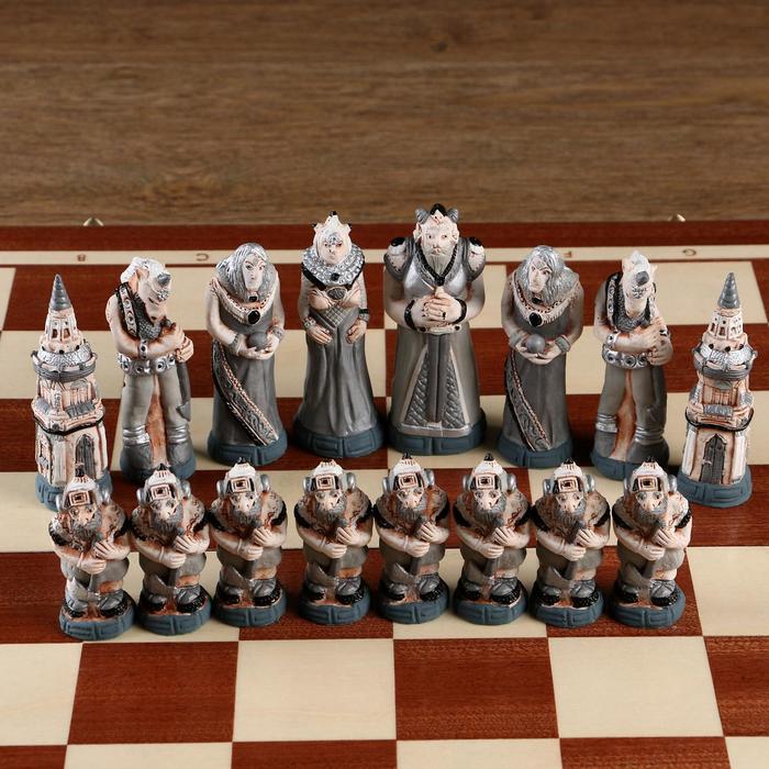 Шахматы "Мраморные", 55,5Х55,5 см, король h=10.5 см, пешка h-7см 