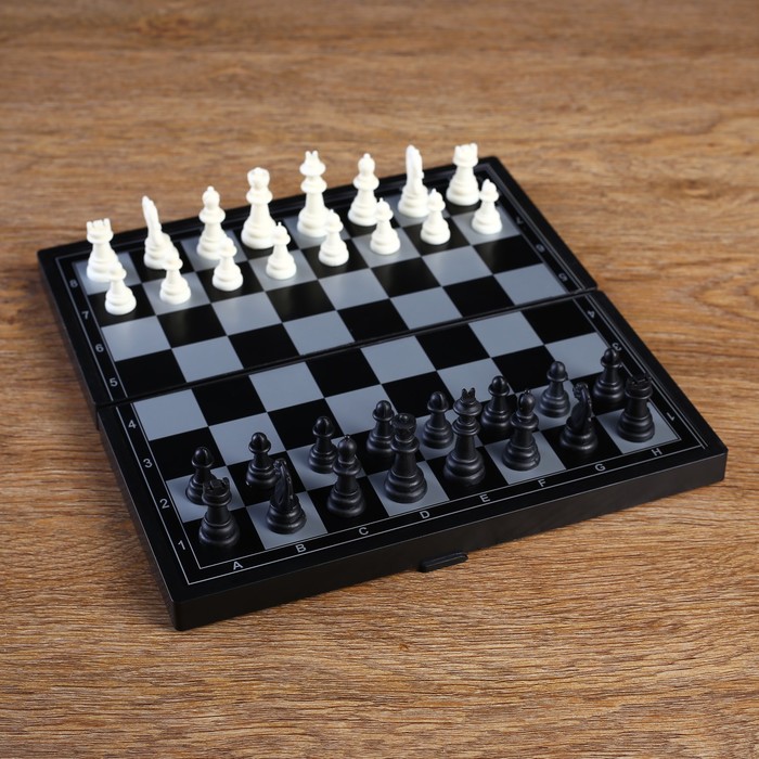 Игра настольная магнитная "Шахматы", чёрно-белые, в коробке, 24.5х24.5 см 