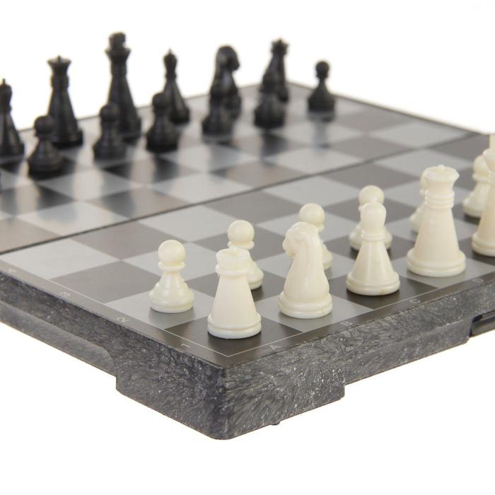 Игра настольная магнитная "Шахматы", фигуры чёрно-белые, 19.5х19.5 см 