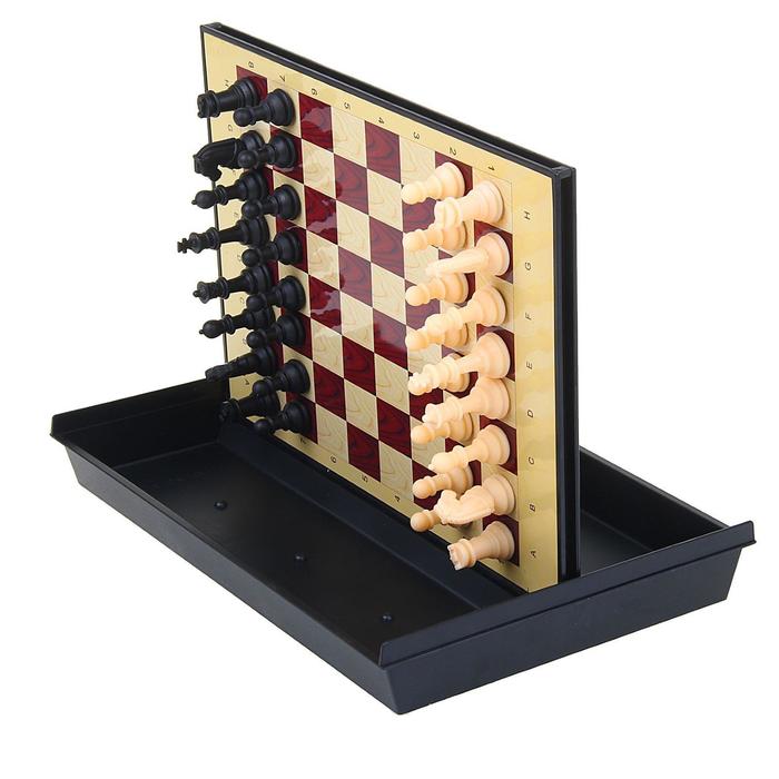 Игра настольная "Шахматы" с ящиком, магнитные в коробке 24х18 см 