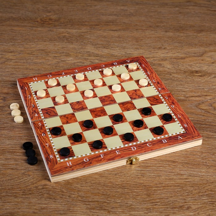 Набор 3 в1 (нарды, шашки, шахматы), под красное дерево, 24х24 см 