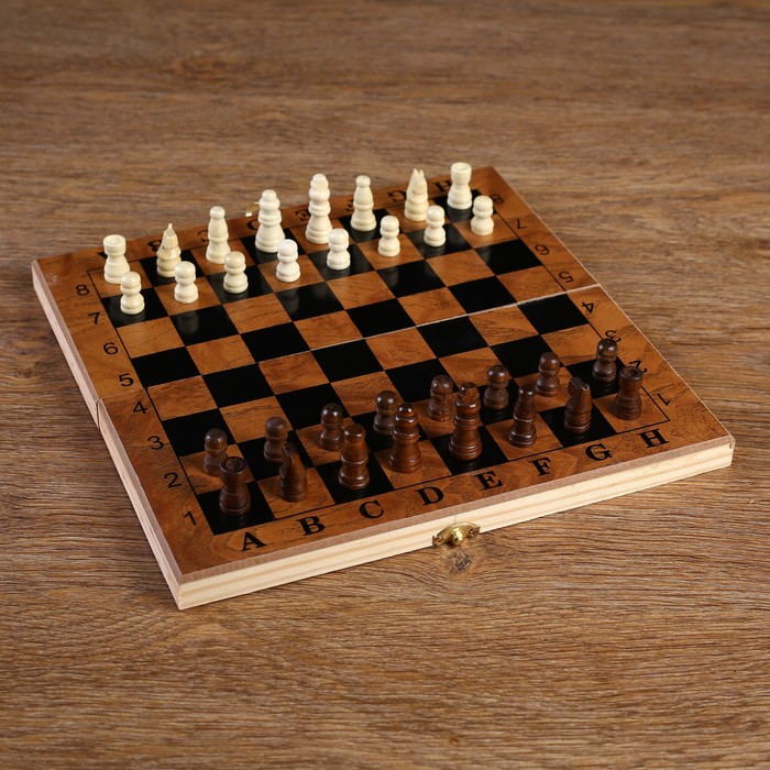 Настольная игра 3 в 1 "Цейтнот": шахматы, шашки, нарды, доска дерево 24х24 см 