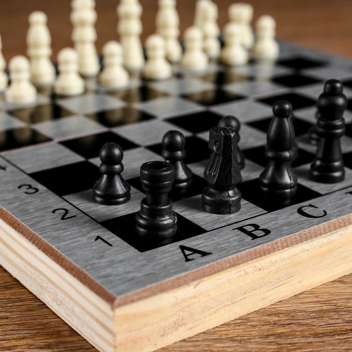 Настольная игра 3 в 1 "Шелест": нарды, шахматы, шашки, доска 24х24 см 