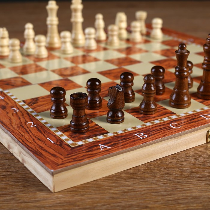 Настольная игра, набор 3 в 1 "Падук": нарды, шахматы, шашки, доска  34х34 см 