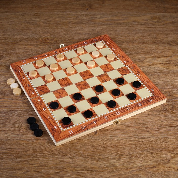 Настольная игра, набор 3 в 1 "Падук": нарды, шахматы, шашки, доска  34х34 см 