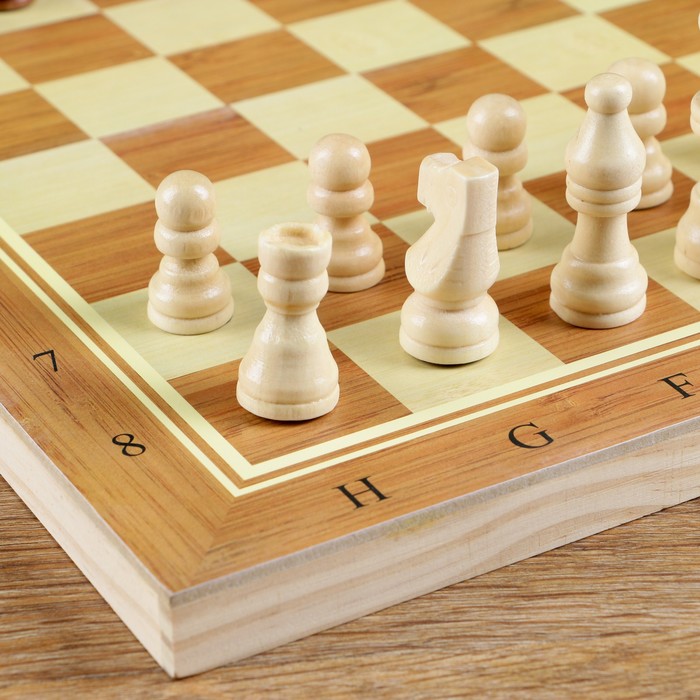 Настольная игра, набор 3 в 1 "Тахап": нарды, шахматы, шашки, доска 34х34 см 