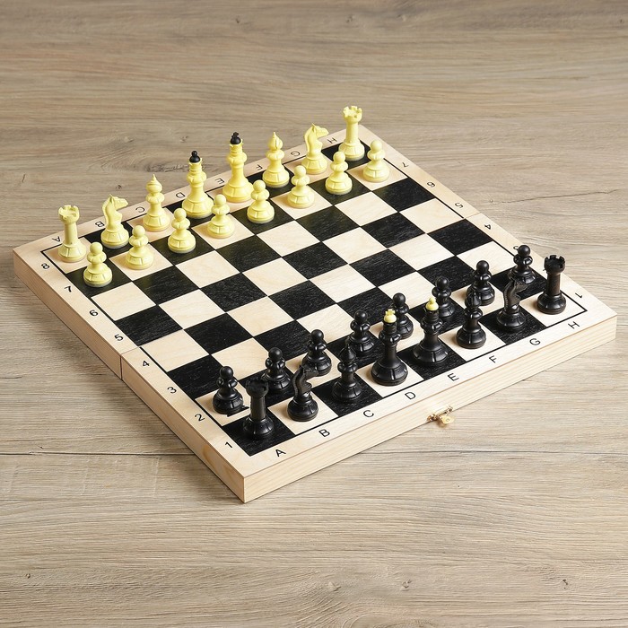 Настольная игра 3 в 1 "Классическая": нарды, шахматы пластик, шашки, (доска дерево 40х40 см) 