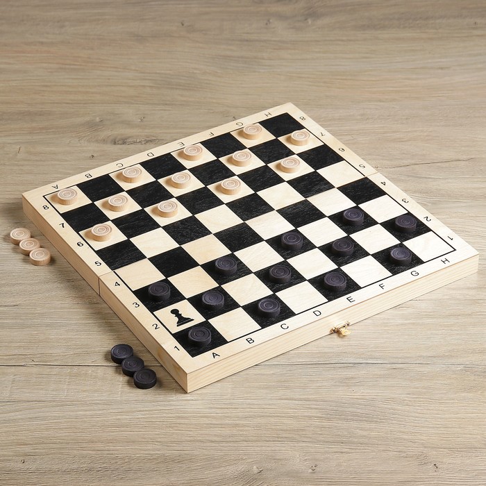 Настольная игра 3 в 1 "Классическая": нарды, шахматы пластик, шашки, (доска дерево 40х40 см) 