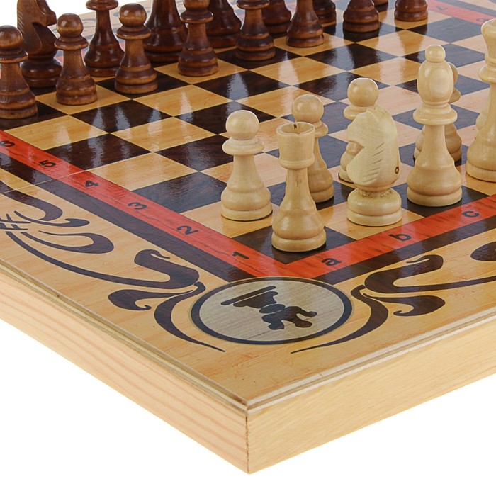 Настольная игра 3 в 1 "Статус": шахматы, шашки, нарды (доска дерево 50х50 см) 