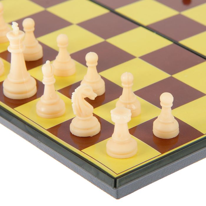 Настольная игра набор 2 в 1 "Баталия": шашки, шахматы,  доска пластик 20х20см 