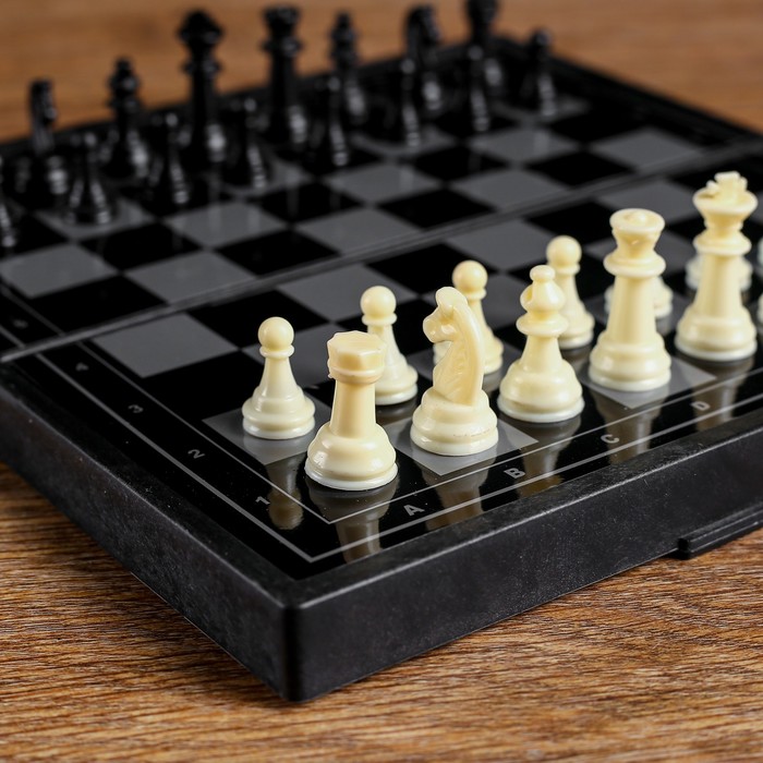 Настольная игра 3 в 1 "Зук": нарды, шахматы, шашки, магнитная доска 19х19 см 