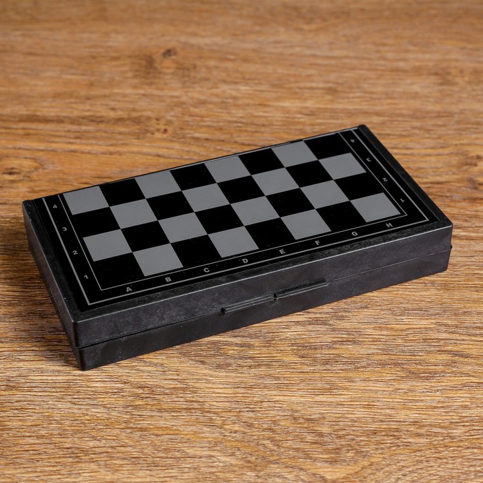 Настольная игра 3 в 1 "Зук": нарды, шахматы, шашки, магнитная доска 19х19 см 
