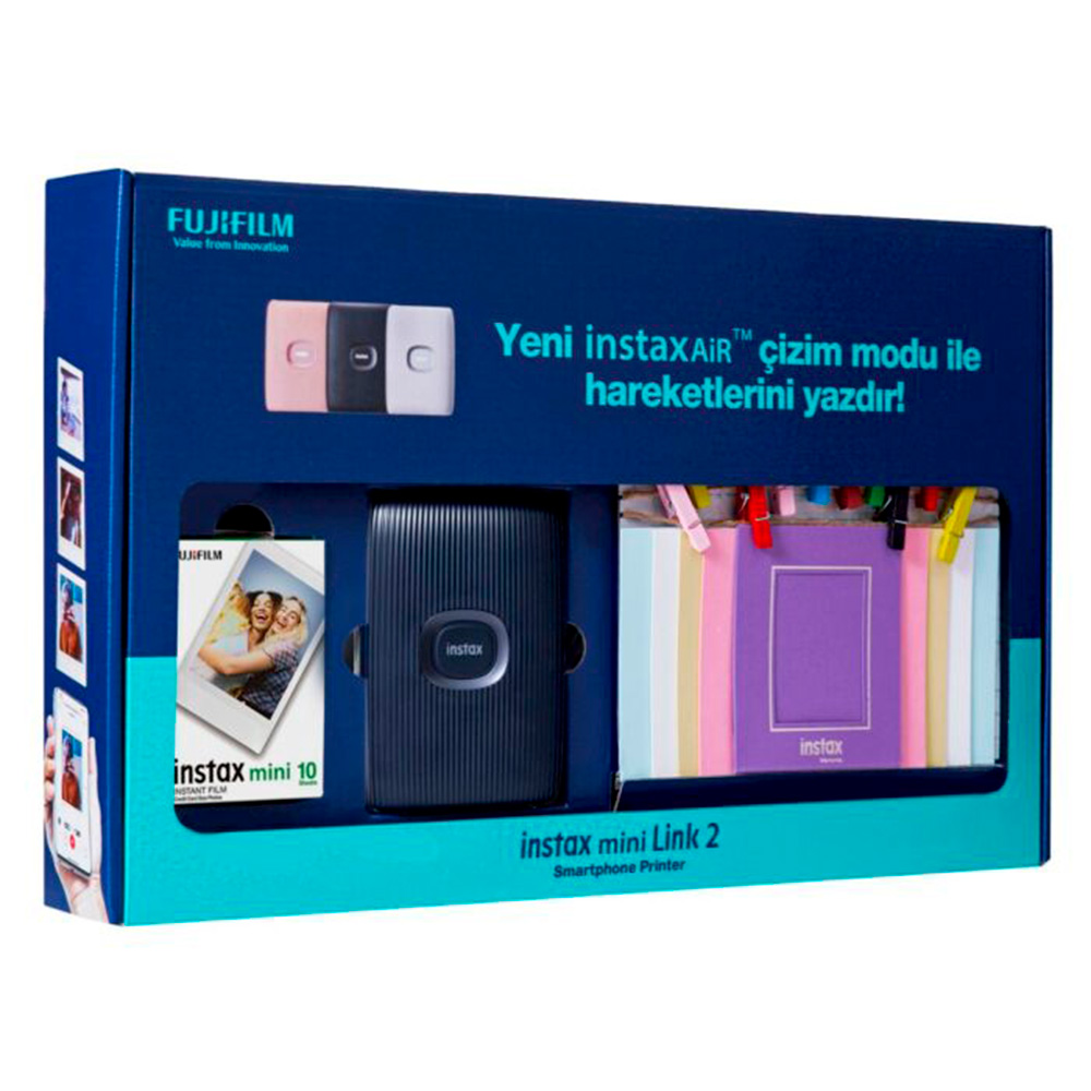 Принтер моментальной печати фото FujiFilm Instax Mini Link 2 Space Blue Bundle для смартфонов - фото 2