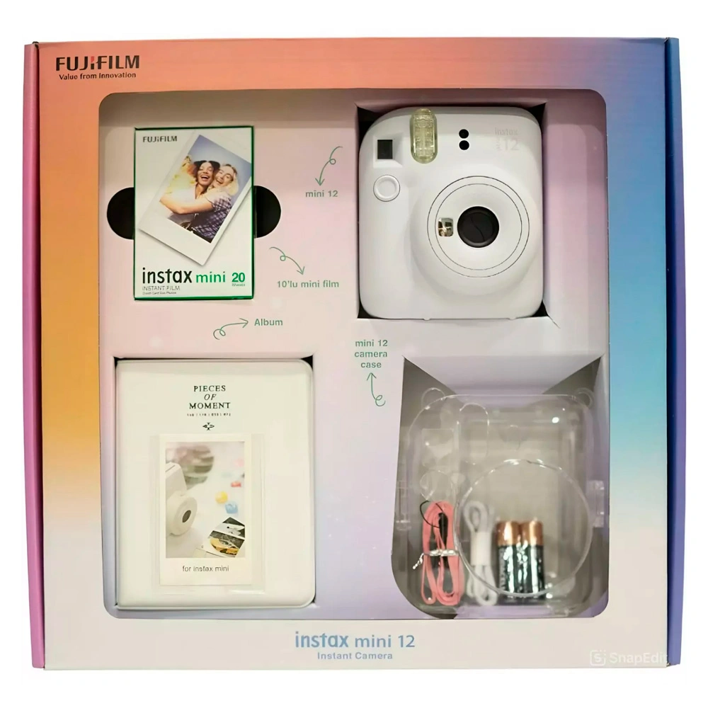 Fujifilm лездік фотокамерасы instax mini 12 clay white - bundle2