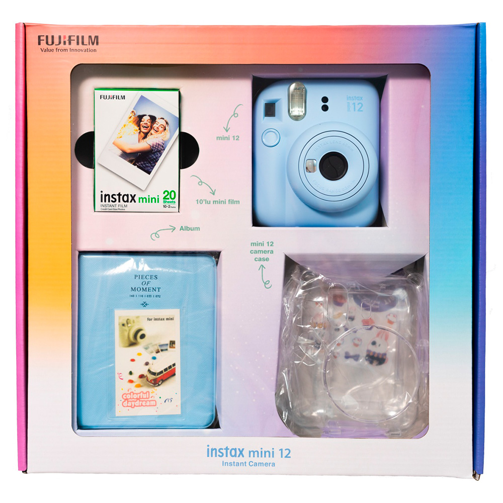 Fujifilm Instax Mini 12 Pastel Blue + 20 Pellicole – Fotocamera Istantanea, Stampa 54x86 Mm, Selfie E Esposizione Automatica