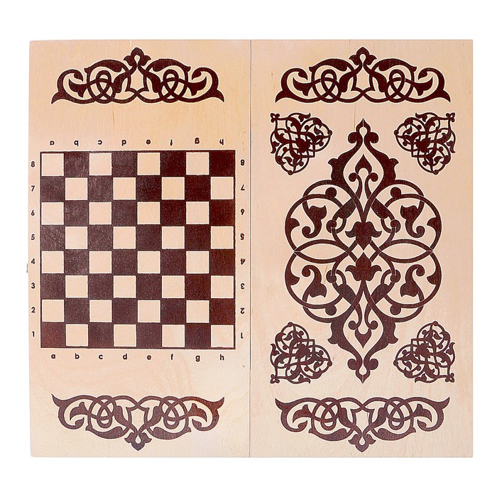 Нарды "Узор", деревянная доска 40х40 см, с полем для игры в шашки 