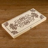 Нарды "Узор",  деревянная доска 40х40 см, с полем для игры в шашки 