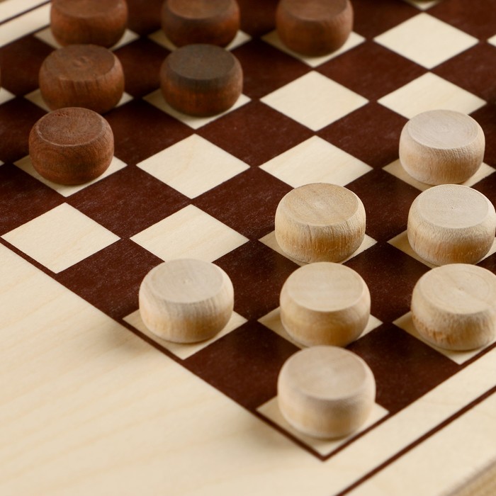 Нарды "Узор",  деревянная доска 40х40 см, с полем для игры в шашки 