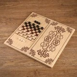 Нарды "Узор",  деревянная доска 40х40 см, с полем для игры в шашки  - фото 7