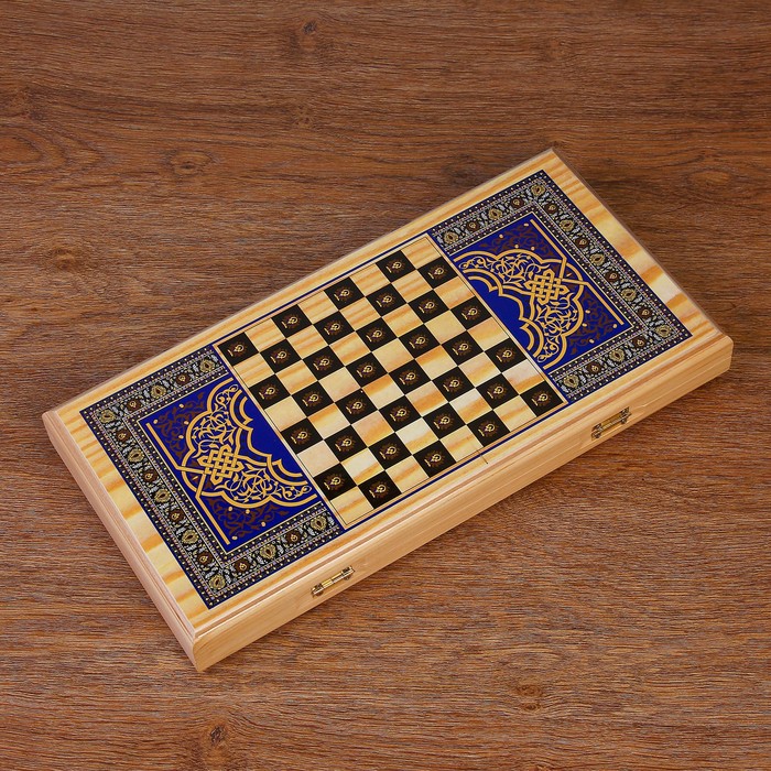 Нарды  "Орел", деревянная доска 40х40 см, с полем для игры в шашки 