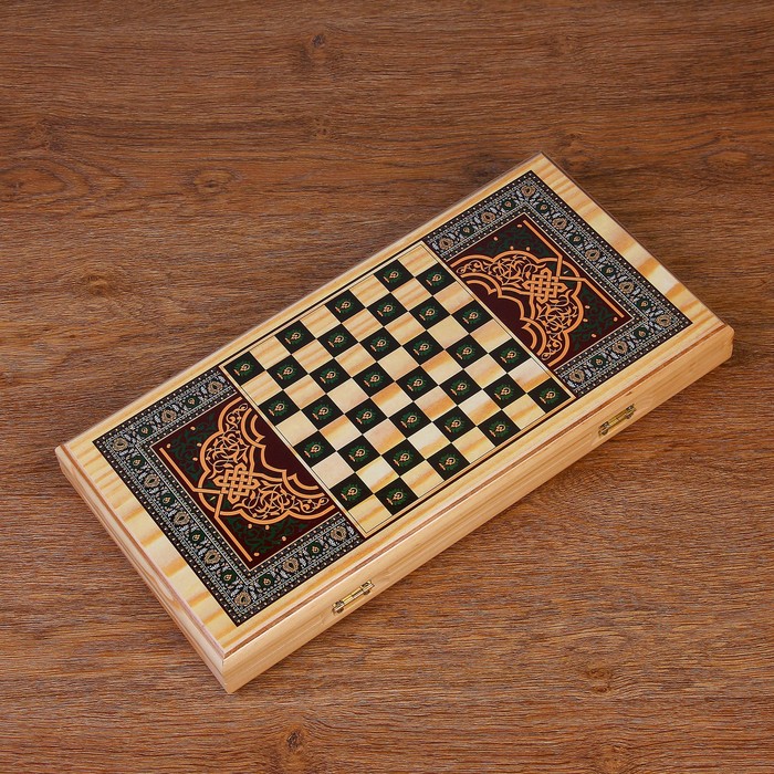 Нарды  "Потапыч", деревянная доска 40х40 см, с полем для игры в шашки 