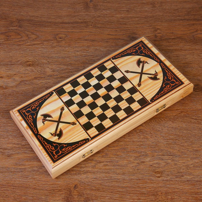 Нарды "Казаки", деревянная доска 40х40 см, с полем для игры в шашки 