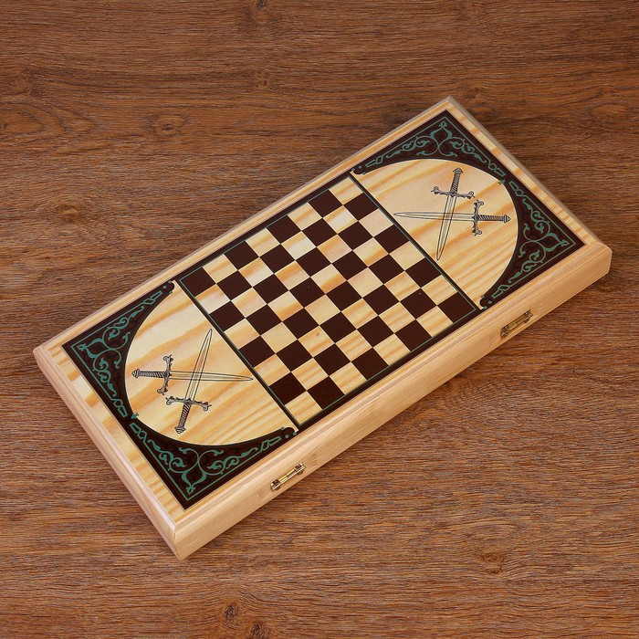 Нарды  "Охотники на привале", деревянная доска 40х40 см, с полем для игры в шашки 