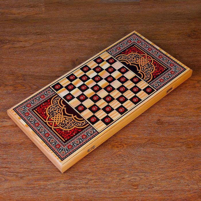 Нарды  "Тигр", деревянная доска 60х60 см, с полем для игры в шашки 