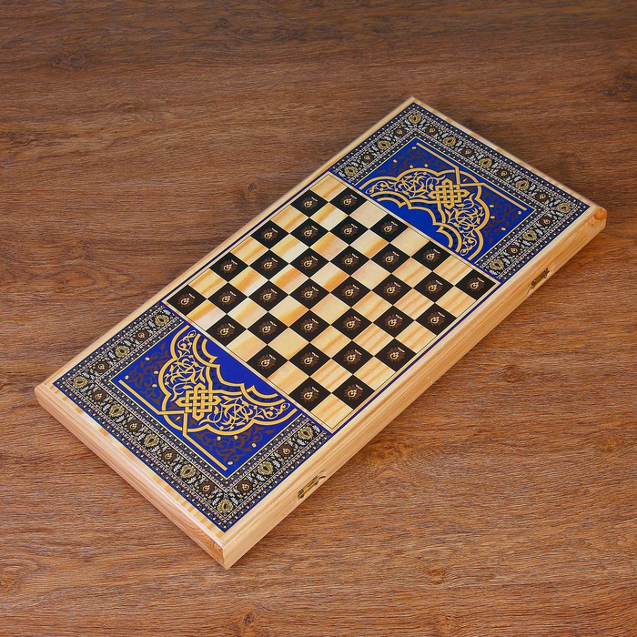 Нарды  "Орел", деревянная доска 60х60 см, с полем для игры в шашки 