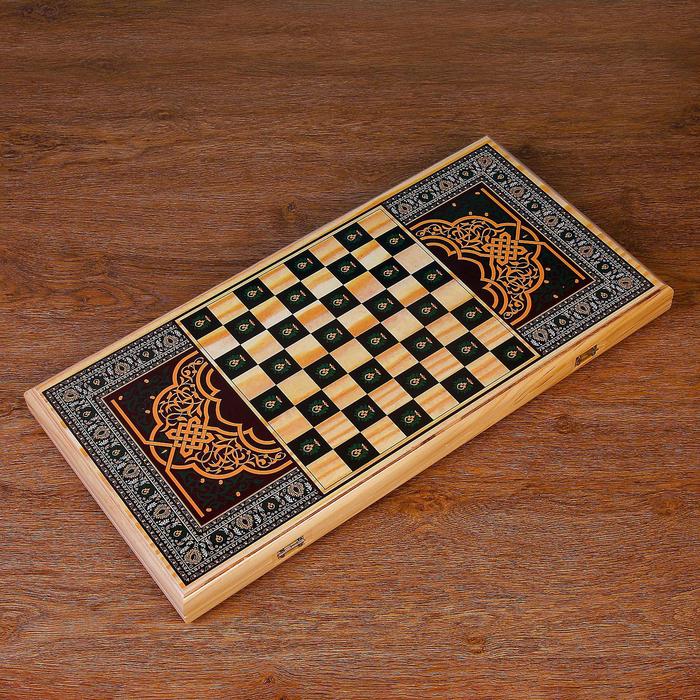 Нарды "Медведь", деревянная доска 60х60 см, с полем для игры в шашки 