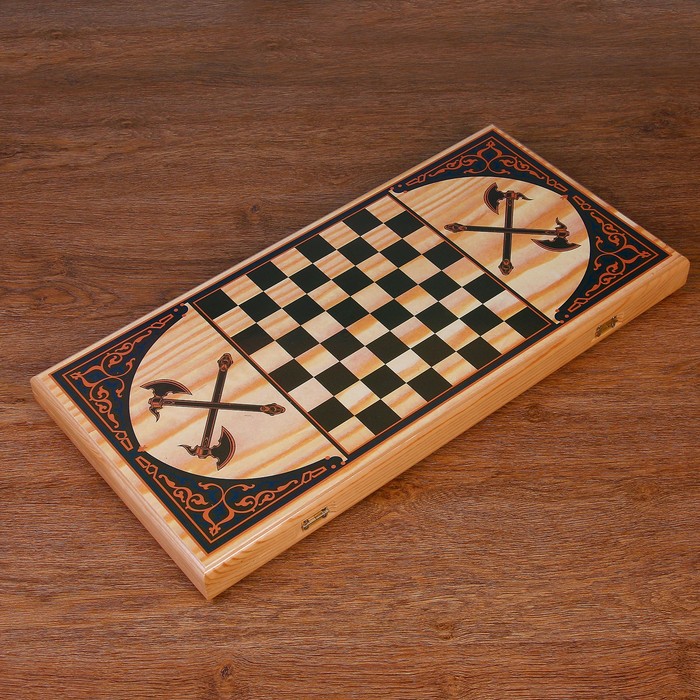 Нарды  "Казаки", деревянная доска 60х60 см, с полем для игры в шашки 