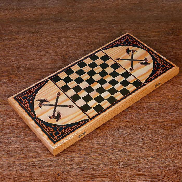 Нарды  "Казаки", деревянная доска 60х60 см, с полем для игры в шашки 