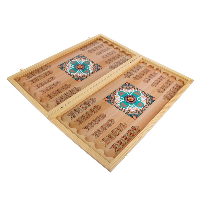Нарды "Атака", деревянная доска 60х60 см, с полем для игры в шашки 