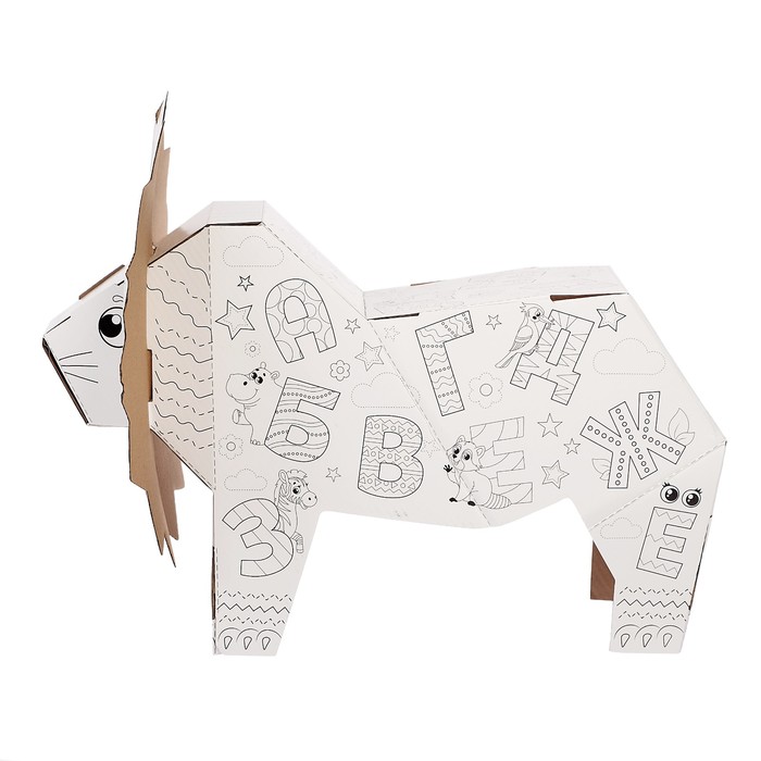 Набор для творчества «Львёнок Мур», раскраска-конструктор из картона 