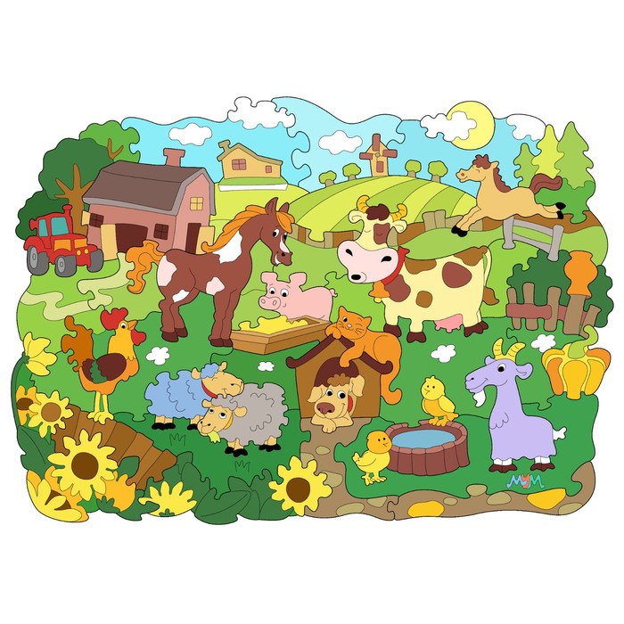 Деревянная мозаика-раскраска «Ферма» 
