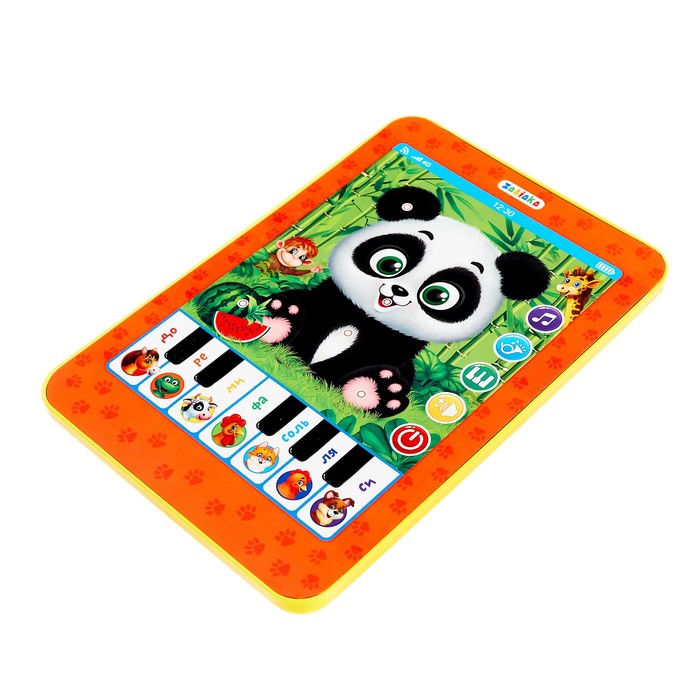 Планшет музыкальный «Весёлая панда», песенки, звуки, фразы, играем как на пианино, работает от батареек 