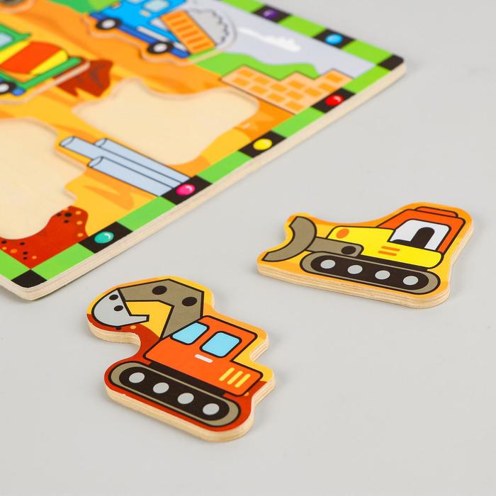 Детская развивающая игра пазл-вкладыши «Машины», дерево, 29,5×21×0,8 см, МИКС 