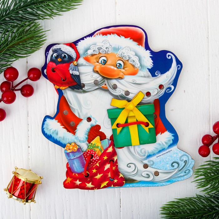 Шнуровка фигурная «Дедушка Мороз с подарками», 4 элемента 